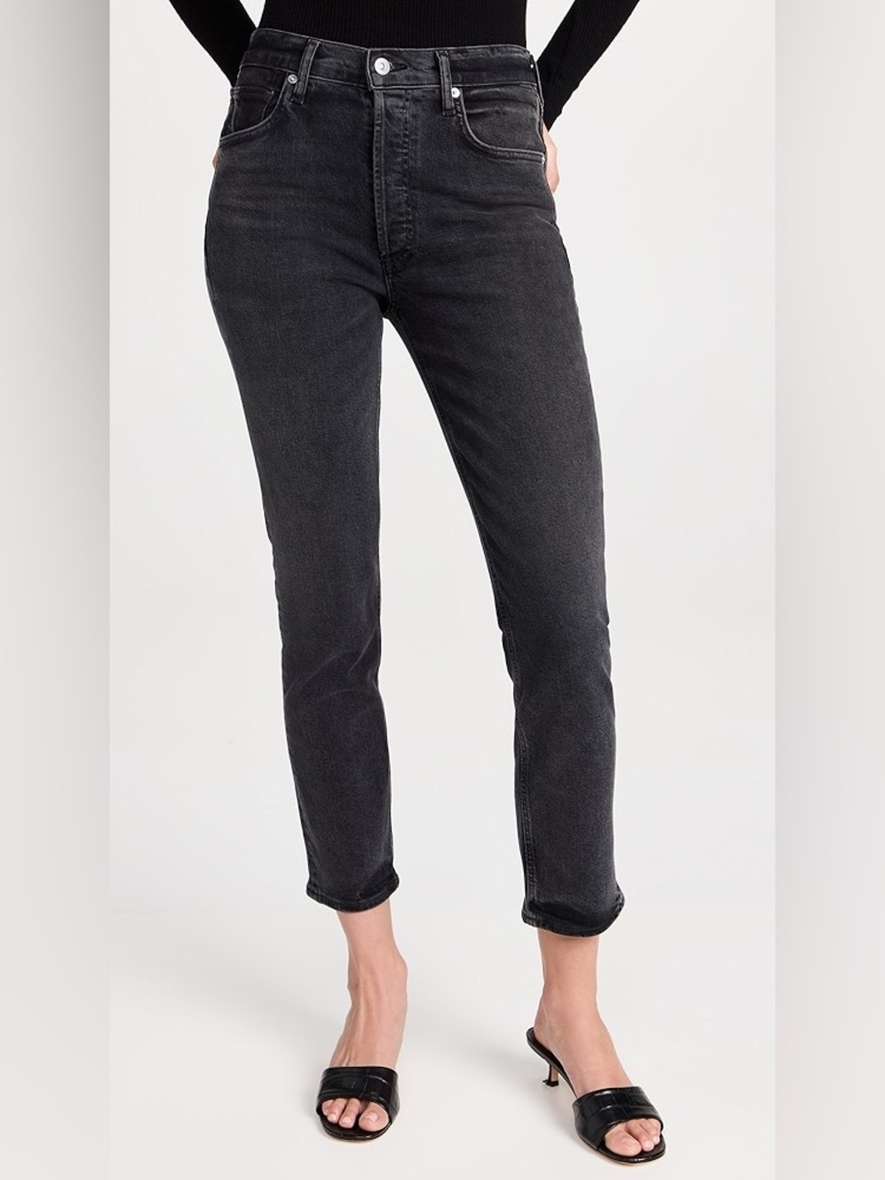 Citizens of Humanity Charlotte Jeans Size 27 Black Gray Button Fly Slim Straight